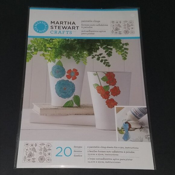 Martha Stewart Crafts Paintable Clings 20 Floral Designs 2 Sheets NEVER USED - Picture 1 of 7